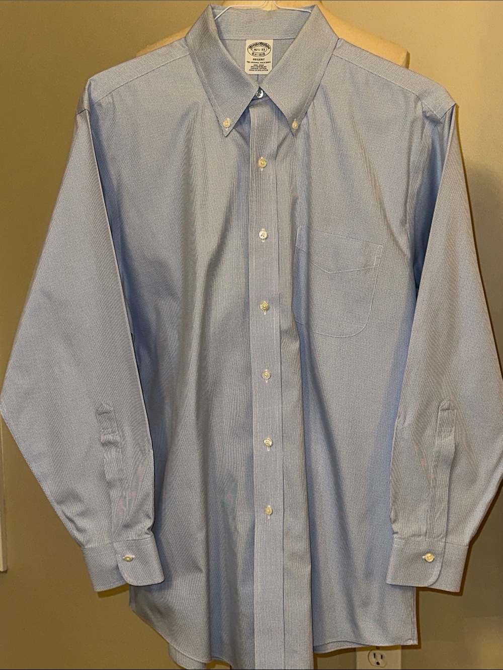 Brooks Brothers Light Blue Micro-Pattern Button-Down Dress Shirt